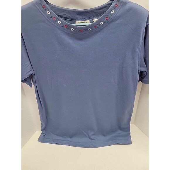 Vtg Separate Issue Women's Blue Embroidered Short Sleeve Shirt Top Size L - Picture 2 of 12